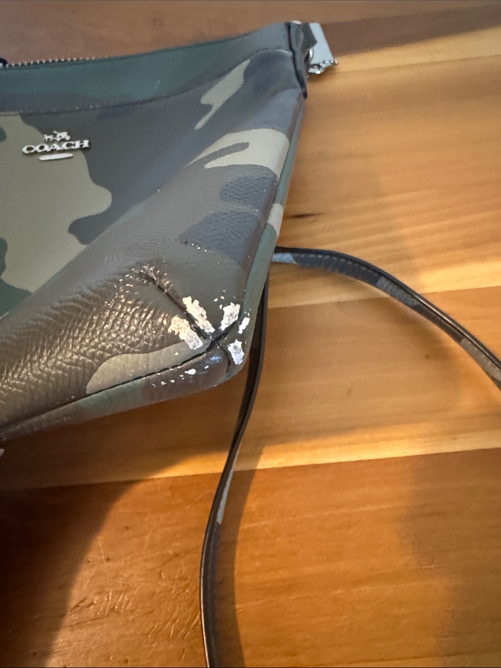COACH Green Camouflage Print Crossbody Bag With Large Slip-On Pocket - Picture 9 of 13